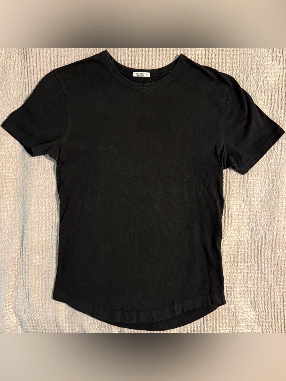 Buck Mason Pima Curved Hem Tee Black XS Made in USA Supima Cotton